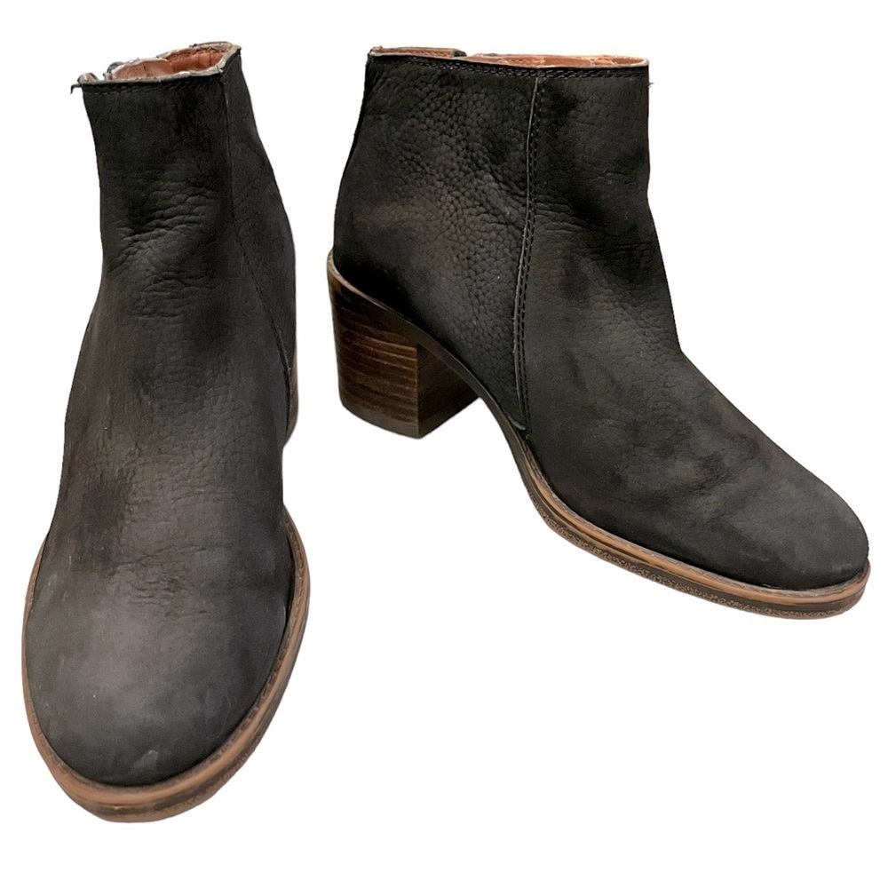 Lucky Brand Black Suede Roquee Double Zipper Heeled Ankle Boots (Size 7)